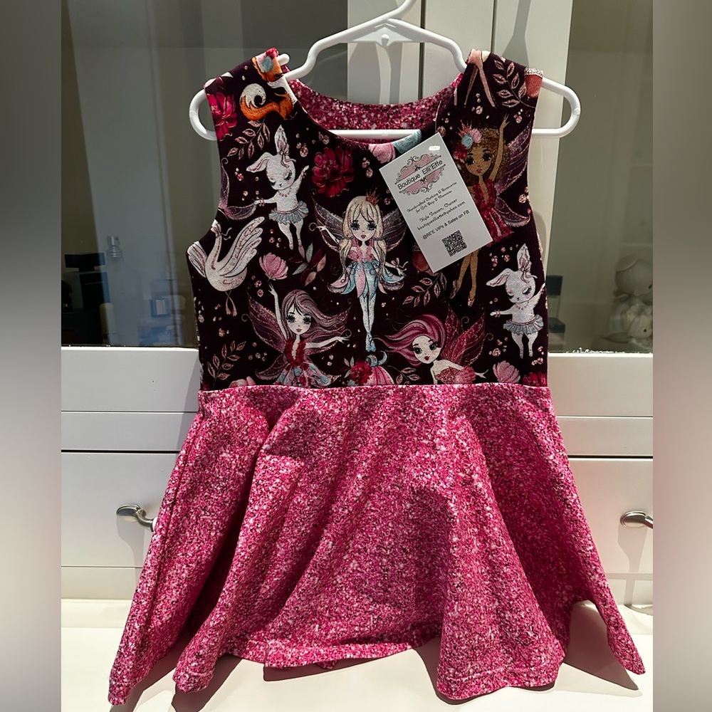 Handmade Magical Fairies peplum, size 5, NWT
